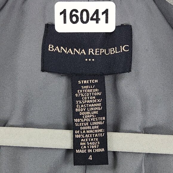 Banana Republic Jacket Womens 4 Gray Pinstripe Stretch Single Button Blazer - Picture 11 of 15